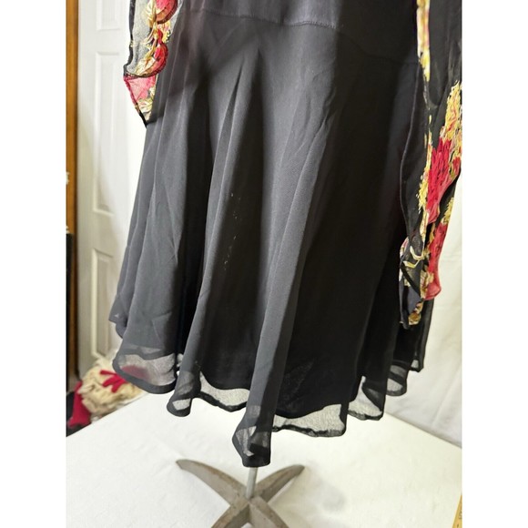 Metro 22 Ladies 2X Black Dress, With Floral Sheer Overlay BoHo - Picture 11 of 12